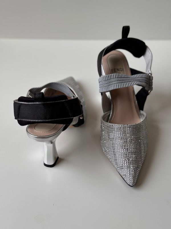 Fendi Colibri Crystal FF Sporty Slingback Pumps - Image 3